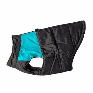 Dog PUFFER Jacket Coat Black Turquoise M NWOT
